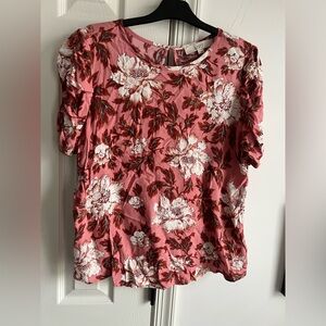 Floral Pink Women's Top Loft M